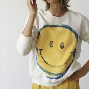 RAQUEL ALLEGRA Classic Smiley Sweatshirt in Dirty White size 1